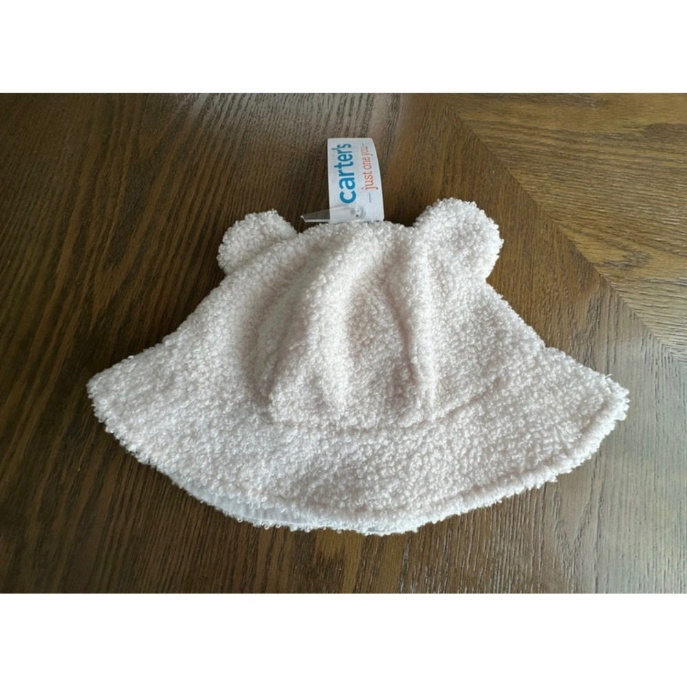 Carters Just One You Baby Sherpa Bear Ear Bucket Hat Cream 0-12M NWT